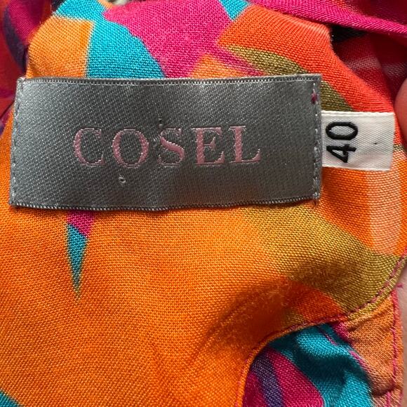 Cosel Draped Mini Dress Womens US 10 Pink Multicolor Tropical Retro Mod Colorful - Picture 13 of 14